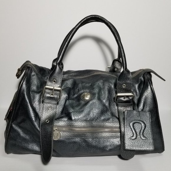 Lululemon Metallic Gray Faux Leather Podium Bag